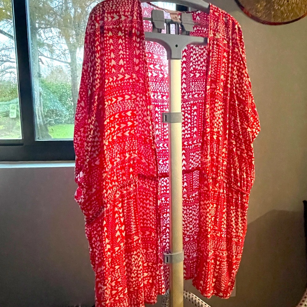 Victoria's Secret VS Kimono Swim Cover Up Red White Hearts || Size: One Size